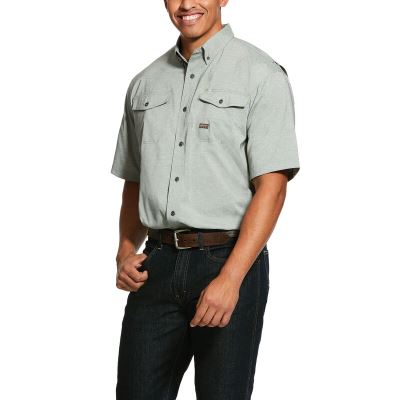 Ariat Work: Rebar Made Tough VentTEK DuraStretch Camisa Hombre - Verde Oscuro Oliva (UYZQB4152)